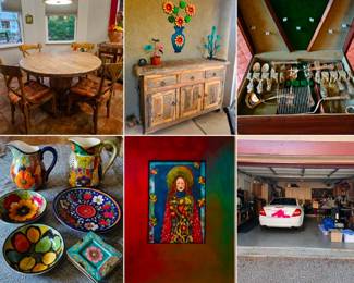 Talavera, dining table, artwork, silver, garage tools, power tools, yard tools.