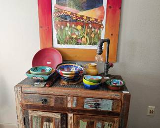 Talavera and rustic cabinet/buffet