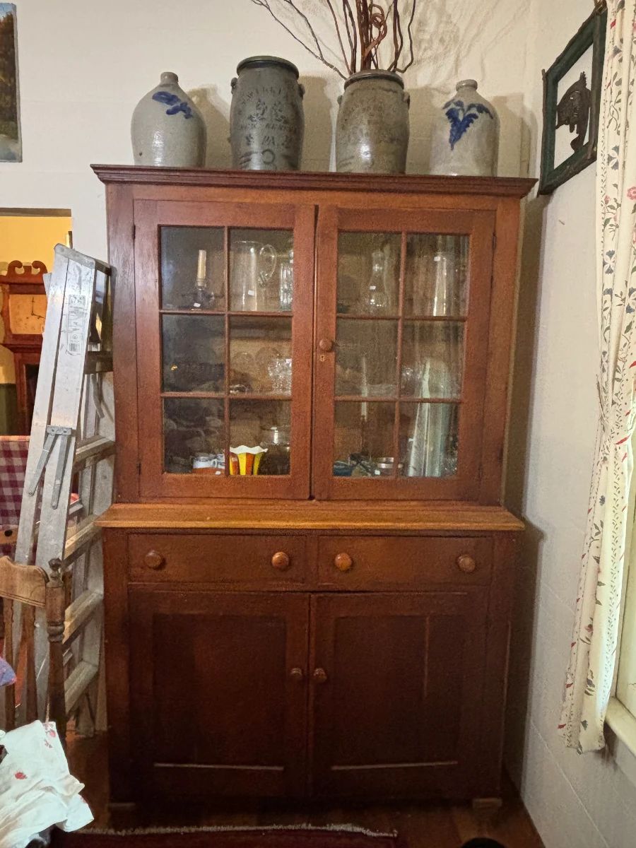 Cupboards and salt glazed cobalt crocks