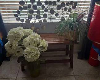 HJ155Miscellaneous Assortment Of Faux Flowers And Table