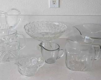 HJ130Assortment Of Vintage Clear Pressed Molded Glassware