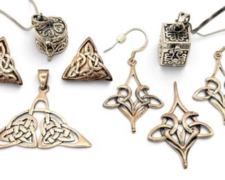 925 Sterling Silver Earring Pendant Sets Including Small Prayer Box Necklaces 33g Total