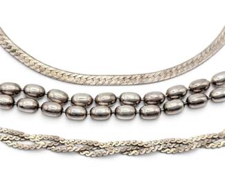 925 Sterling Silver Necklaces Bracelet 28g Total