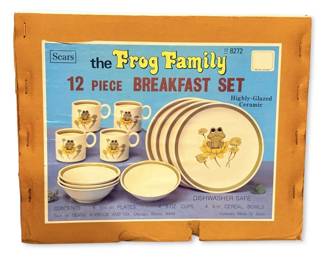 SEALED 1970s Neil the Frog The Frog Family 12Piece Ceramic Breakfast Set