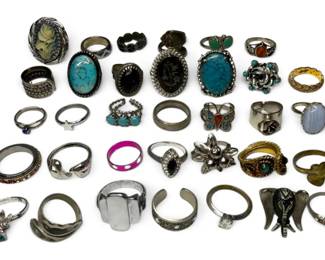 Silver GoldToned Costume Rings 34 Total