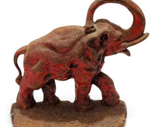 Cast Iron Red Elephant Door Stop