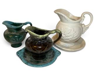 Hull Pottery Drip Glaze White Ceramic Pitchers