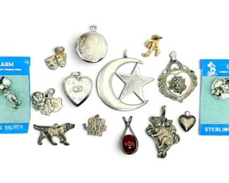 925 Sterling Silver Pendants Charms Including Vintage Disney Tiffany Charms 57g Total