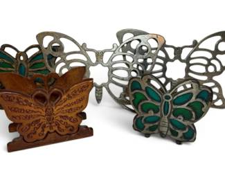 Vintage Butterfly Trivets Napkin Holders