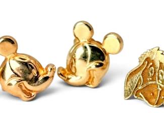 14k Gold Mickey Mouse Eeyore Earrings 0.98g Total