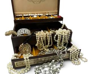 Costume Jewelry Mystery Lot Jewelry Box Included