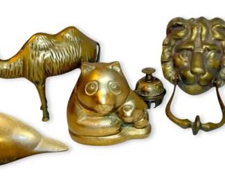 Brass Camel Figurine, Bear Coin Bank, Lion Door Knocker, More