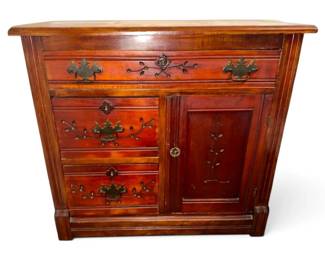Vintage EastlakeStyle Wooden Washstand Cabinet