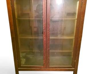 Antique Wooden Cabinet With Glass Doors Broken