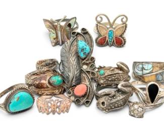 925 Sterling Silver Turquoise Rings 50g Total