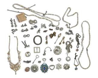 Shiny Silver GoldToned Costume Jewelry Earrings, Necklaces, Brooches, More