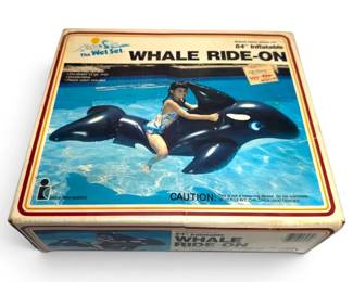 Vintage 1985 Intex The Wet Set Orca Whale RideOn Inflatable Pool Float w Original Box