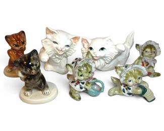 MidCentury Porcelain Cat Figurines