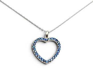 10k White Gold Heart Pendant on Thin 18 Chain 2g Total