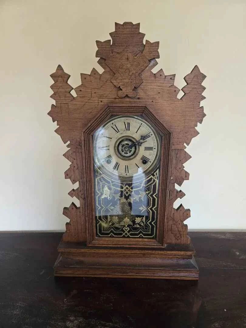 TA140VREagle Antique Gingerbread Mantle Clock