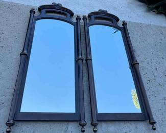 17WH122Pair Of Wood MCM Pier Mirrors