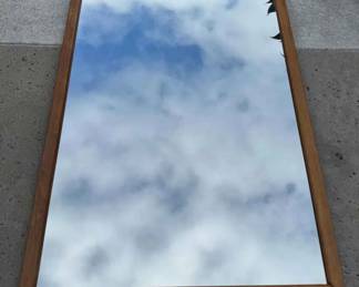 17WH105Vintage Wood Mid century Mirror