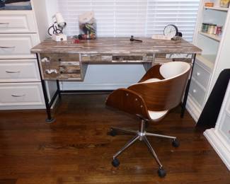 Rustic weathered wood writing desk & desk chair