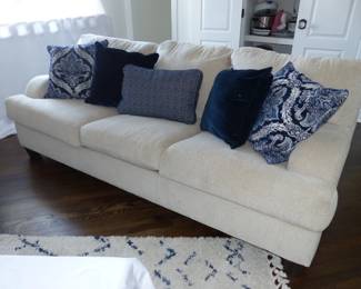 Neutral loveseat, ottoman & sleep sofa, area rug