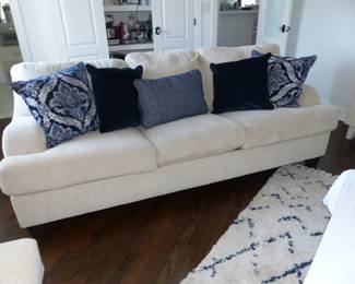 Neutral loveseat, ottoman & sleep sofa, area rug