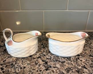 B79 - $60. Coalport Strawberry Basket Tray with Cream & Sugar. Excellent Condition. 