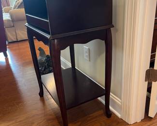 B16 - $50. Small Side Table or TV Stand with single slide out tray. Measures 23.75". 15.75" x 34.75" tall. 