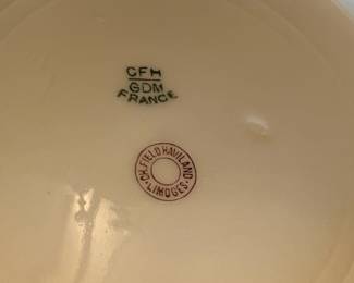 B17 - $225. Limoges China Set. Some pieces have significant wear and others are in excellent condition. Great if you need more pieces!(Has stamps from CH Field Haviland Limoges & M. Redon Limoges Special)