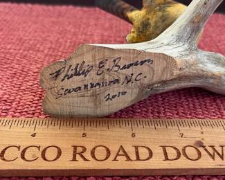 B142 - $80. Phillip E. Brown Swannanoa NC. Carved Carolina Wren