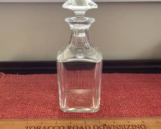 B130 - $60. Baccarat France Decanter (no issues) & Stopper (chips on base). Measures 8" tall. 