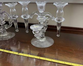 B45 - $50 PAIR Cambridge Candelabra Epergne. Measures 8" tall x 9" wide.  