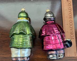 B143 - $50. Kurt Adler Sherlock Holmes & Watson. Glass Ornaments. Measures 7.75" tall. 