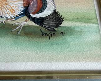 B63 - $60. Original Watercolor by Nancy Begin. Measures 2' x 18" framed. 