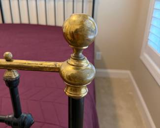 B38 - $125. Full Size Iron Bed. Measures 54" x 58" tall x 80" long. Clean, but older, mattress & box spring included if you'd like them. 