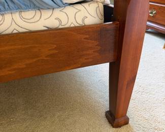 B53 - $450. King Four Poster Bed Frame. (No mattress included) Minor damage noted - please see photos. Measures 81" wide x 88" long x 80" tall. 