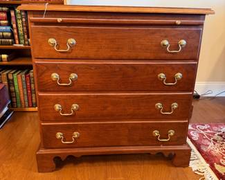 B20 - $350. PAIR of Side Tables / Nightstands. Solid wood, 4 drawers all slide easily, 1 slide out tray. Measures 30" wide x 18" deep x 30" tall. 