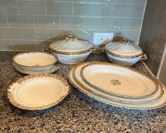 B17 - $225. Limoges China Set. Some pieces have significant wear and others are in excellent condition. Great if you need more pieces!(Has stamps from CH Field Haviland Limoges & M. Redon Limoges Special)