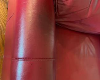B26 - $250. Red Leather Recliner from Whitley Furniture Galleries - made in Hickory NC.  Measures 32" wide x 38" deep x 40" tall. Very comfortable recliner.  