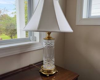 B44 - $350. Waterford Table Lamp. Shade & Lamp are marked. Measures 30" tall. 