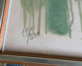 B67 - $400. Andre Brasilier signed Lithograph Print. #99/300. Measures 42" x 32". "Cavalcade au bord de l'Etang"