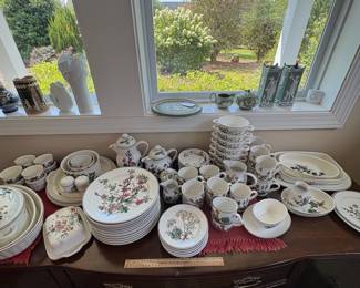B69 - $425. Villeroy & Boch Botanica. Dishwasher & Microwave Safe. This was an "everyday" set so some pieces do show wear (and may not be counted in the piece count if they have a chip or significant markings)