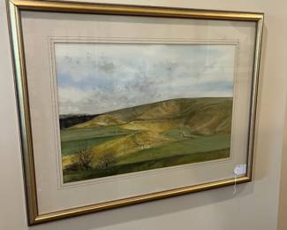B9 - $100. K.J. Messer (Ken Messer) Oxford, England Artist. Watercolor *Print*. Measures 34.5" x 26.5" framed. 