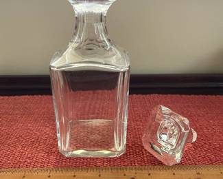 B130 - $60. Baccarat France Decanter (no issues) & Stopper (chips on base). Measures 8" tall. 