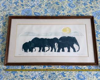 B60 - $85. Nancy Nemec. Elephant Walk III signed and numbered lithograph #83/350. Measures 26.75" x 15.25". 