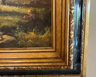 B11 - $40. Framed Pastoral Landscape *Print* on Canvas. Measures 20.75" x 16.75". 