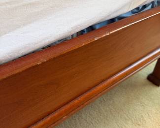 B53 - $450. King Four Poster Bed Frame. (No mattress included) Minor damage noted - please see photos. Measures 81" wide x 88" long x 80" tall. 